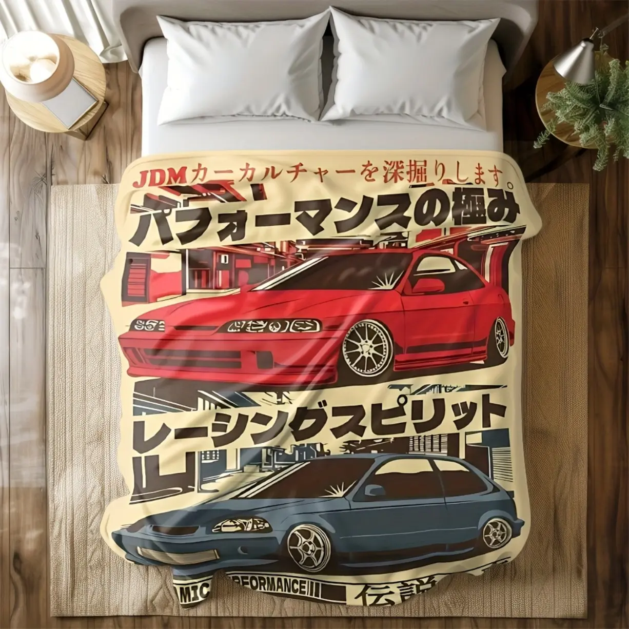 JDM Car Flannel Blanket – Soft Cozy All-Season Throw for Travel, Camping, Sofa & Bed – Machine Washable Warm Comforter for Car Enthusiasts, Home Office Decor, Birthday & Christmas Gift