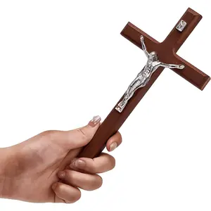 Baptismal gifts from parents and relatives Crucifix Wall Cross - Handmade Wood Cross Wall Decor - Catholic Crucifix - 7.8 Inch for or Tableor Wall Decor Home Decorationor