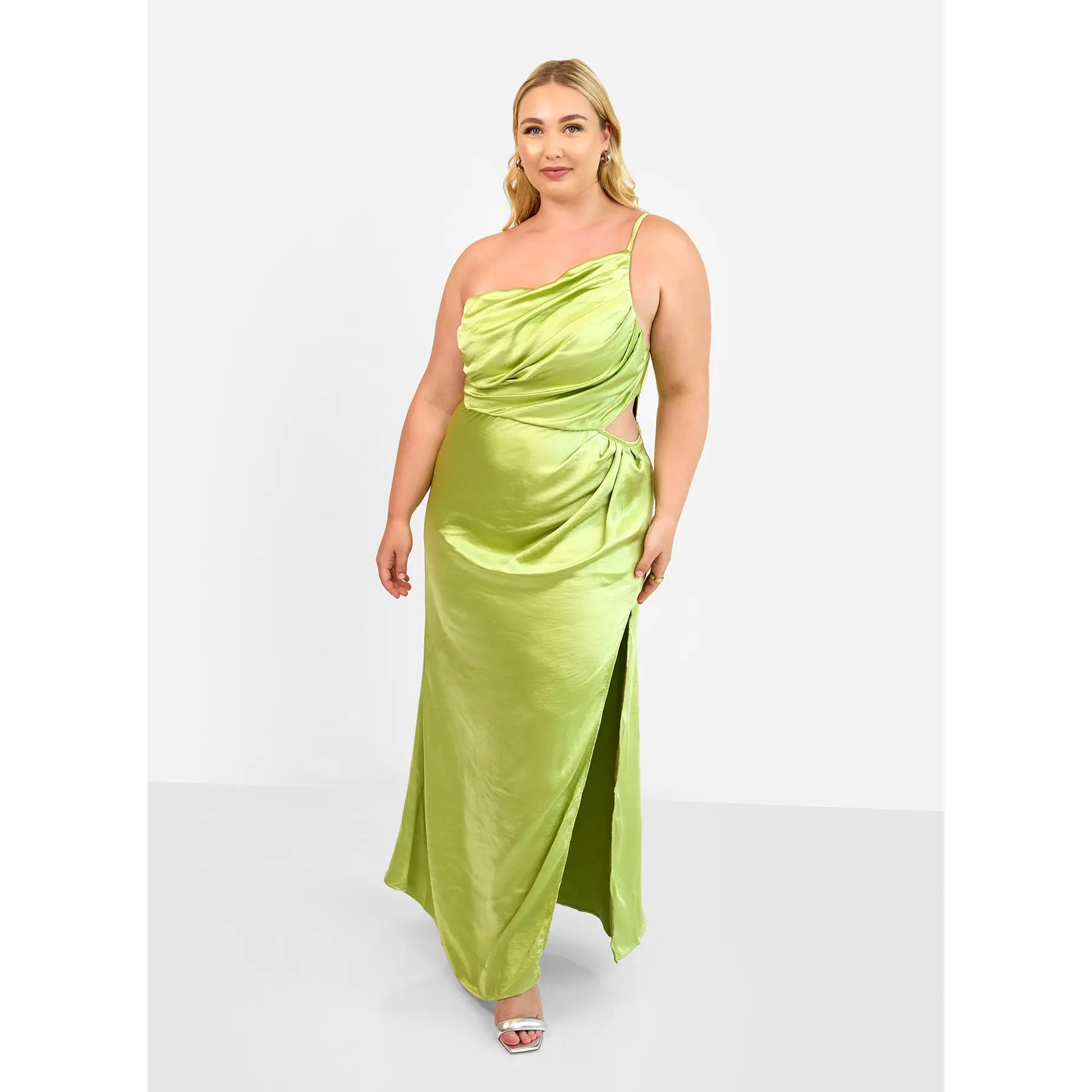 Emma Satin One Shoulder Maxi Dress - Chartreuse - TikTok Shop Emma Satin One Shoulder Maxi Dress - Chartreuse - TikTok Shop