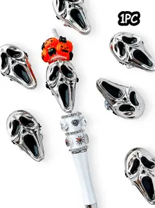 Halloween Creative Ghost Head Handmade Birthday Gift, DIY Beaded Pen Phone Chain Keychain Indoor Decoration Car Hanging Ornament Pumpkin Unique Car Hanger