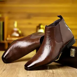 Men’s Chelsea Boots, Slip-On Leather Ankle Footwear for Business and Casual WearGift（gift）