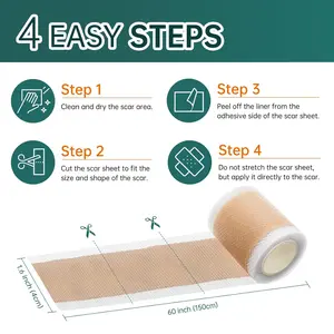Silicone Scar Sheets,Silicone Scar Tape Roll-1.5M for Scar Removal, Scar Tape for Surgical Scars, Medical Grade Reusable Silicone Scar Strips for C-Section, Keloid, Burn, Acne, Tummy Tuck