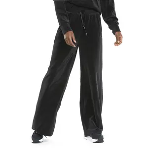 PUMA Womens Her Velour Wide Drawstring Pants Casual - Black