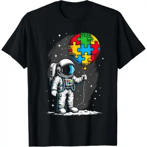 Funny Graphic Tee,Astronaut Balloon Autism Awareness Space Autistic Kids Boys T-Shirt