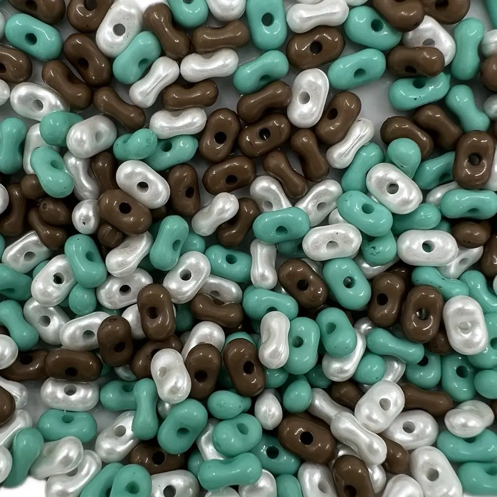 100g Peanut Beads 6mm Teal, Brown, Pearl Mix for Jewelry Making keychains by small bracelet jewelry, Peanuts, Mix Colors