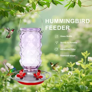 Hand-Blown Glass Hummingbird Feeder Perches,Anti-Ant & Bee Resistant Humming Bird Water Feeder for Patio Yard Decoration unique gift idea