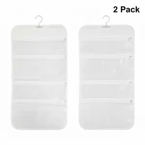 2 Pack of Compact Foldable Travel Toiletry Pouch - Transparent Hanging Storage for Liquids, Makeup & Accessories, Lightweight & Durable for On-the-Go Packing
