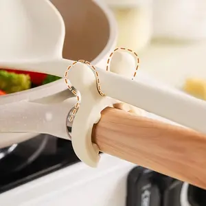 Cute Deer Ear Pot Lid Holder | Heat Resistant Silicone Kitchen Utensil Organizer | Anti-Slip Handle Design, Durable & Easy to Clean | Fits Large & Small Pans