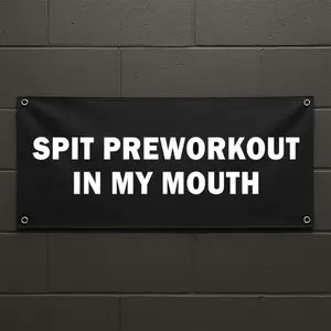 Spit Preworkout in My Mouth Vinyl Banner - Bodybuilding Wall Decor - Workout Poster for Home or Fitness Studio - 48x18 Vinyl with Grommets - Printlabz motivational - PTT0002 Hanging