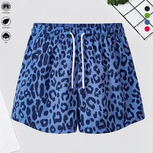 Women’s leopard print shorts with drawstring design, suitable for park walks, family outings, and outdoor activities; ideal for everyday wear, spring/summer casual wear, and summer-style shorts.