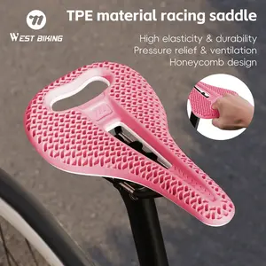 WEST BIKING Bicycle Saddle, Bike Seat. High Elastic Durable Seat Pad, Pressure Relief and Ventilation, Honeycomb Design, Comfortable Cycling Cushion