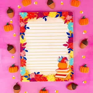 Floral Pumpkin Book Stack Notepad 4.25" x 5.5"