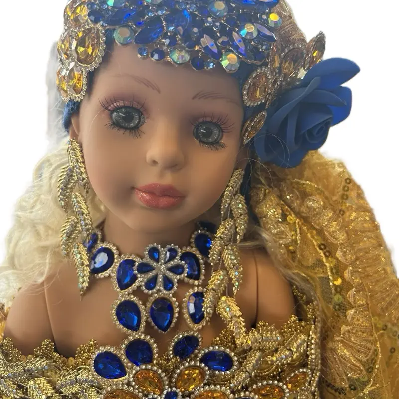 Gypsy Doll 2 Aguas 36 Spiritual Doll with Blue Rhinestone Headdress and  Gold Sequin Dress - TikTok Shop