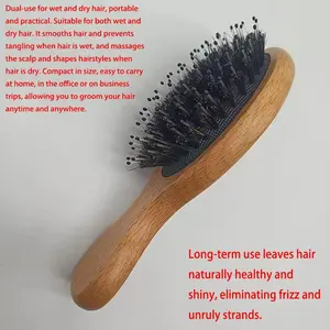Pig Bristle Comb Long Hair Cushion Massage Head Acupressure Home Portable Airbag Comb, Scalp Massager Tool for Relaxing & Stress Relief