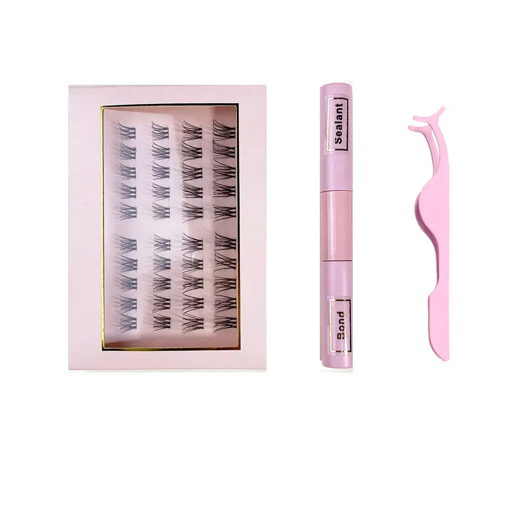 DIY Eyelash Extension Kit,40 Pcs Lash Clusters Thin Band Cluster Lashes with Super Hold Mascara Brush Bond and Seal Tweezer