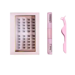 DIY Eyelash Extension Kit,40 Pcs Lash Clusters Thin Band Cluster Lashes with Super Hold Mascara Brush Bond and Seal Tweezer