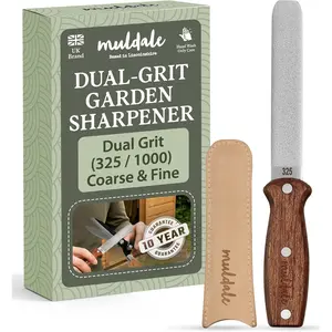 Tool Sharpener - Dual Grit File with Strop for Pruners Loppers Mower Blades Axes and Machetes