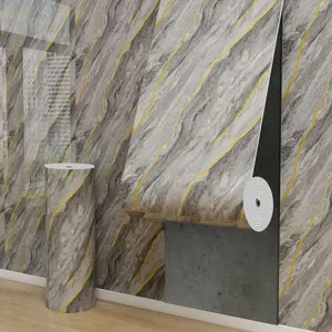 40cm wide * 3m long 3D marble effect wallpaper board - self-adhesive peeling and pasting wallpaper tiles, thickened vinyl marble viewing wallpaper with black and gold blood vessels, easy to clean and install, Marble Pattern Wallpaper