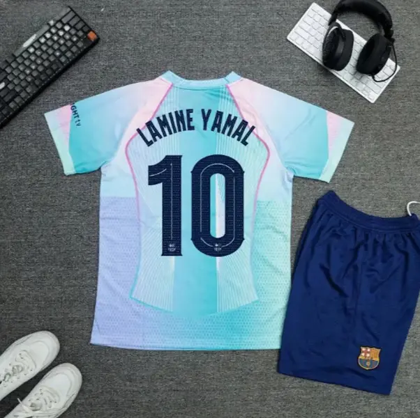 Barcelona No. 10 Turquoise Soccer Jersey - Premium Breathable Football Fan Shirt for Men's & Women's Sports Collectibles