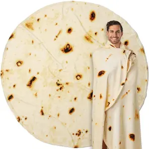 Burrito Tortilla Pizza Blanket, Double Sided Taco Flour Wrap Novelty Throw for Adult Kid Teen, Realistic Food Blanket, Funny Gag Gift for BirthdayGift