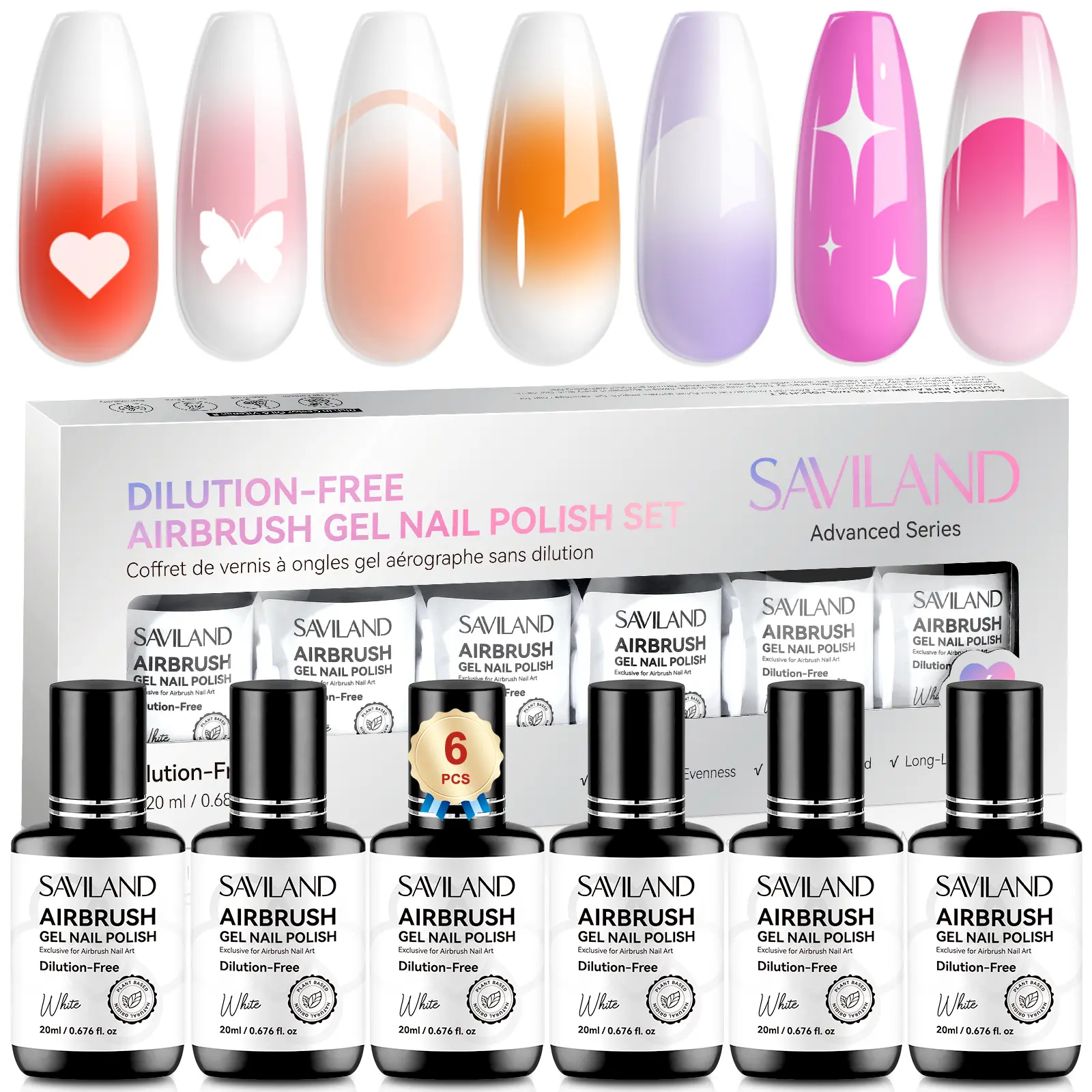 6 Colors Dilution-Free Airbrush Gel Nail Polish 
