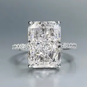 S925 Sterling Silver Ice Flower cut rectangular ring 9*13mm 8A cubic zirconia ring fashion jewelry accessory woman girl promise ring-155��68%)