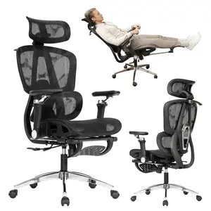 Mesh Ergonomic Office Chair with 6D Armrests,High Back Mesh Gaming Chair with Lumbar Support,Adjustable Seat Depth,3D Headrest,Footrest for Big & Tall(Black)