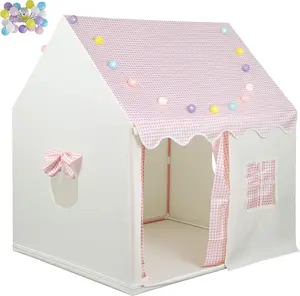 Kids Play Tent with LED Lights - Easy Setup 10 Mins,Large Indoor Outdoor Playroom for Children,Spacious Play Tents for Girls & Boys Ages 3-12, Toys Gift Idea for Birthday Christmas