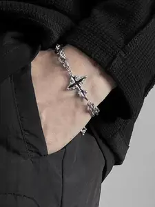 Punk Style Cross Design Bracelet, Fashionable Jewelry for Party, Daily Clothing Decor, Trendy All-match & Exquisite Jewelry for Birthday Gift, Fashion Cross Bangle