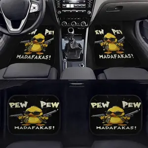 4 Piece Set Dual Gun Duck Print Car Floor Mats, Car Foot Mats, Car Interior Accessory, Interior Protection, Stylish and Beautiful, Suitable for All Cars, Perfect Gift