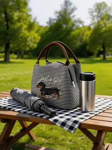 Dachshund Print Handbag with Strap, Casual All-Season Bag, Available in, Blue, Perfect for Commute, School, Picnic, Casual Shoulder Bag