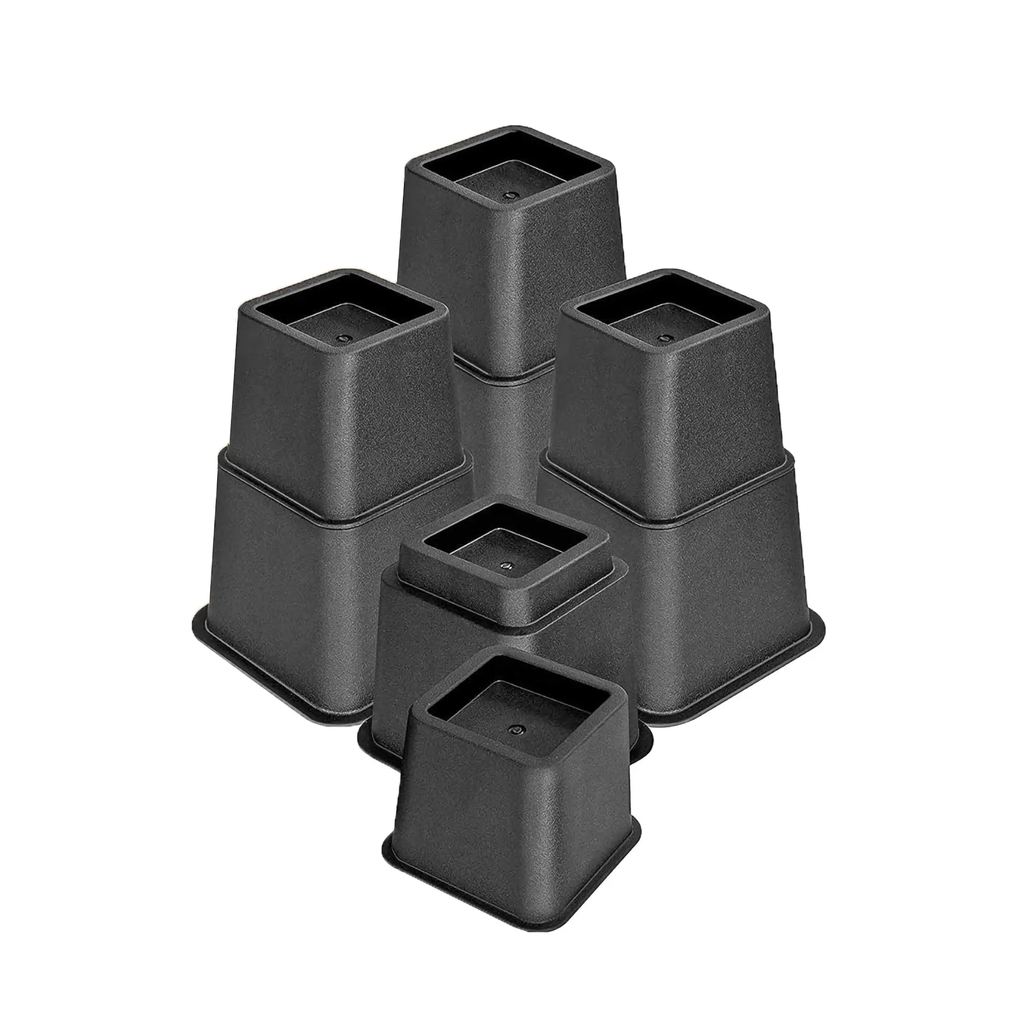 FixtureDisplays® 8 pcs Adjustable Bed Furniture Risers, Elevation in Heights 3, 5 or 8 Inch, Heavy Duty Risers for Sofa and Table, 1000 lbs capacity Black 15801-NF