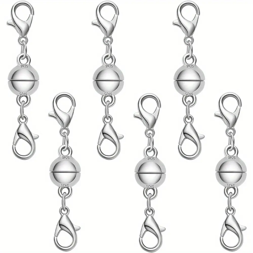 S925 Silver Double Lobster Magnetic Necklace Clasps, Magnetic Necklace Clasps and Closures, Magnetic Jewelry Clasps for Necklaces Extender Bracelet Clasps and Closures