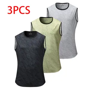 3-Pack Men’s Sports Tank Tops – Summer Quick-Dry Breathable Zebra Print Sleeveless T-Shirts for Fitness & Running