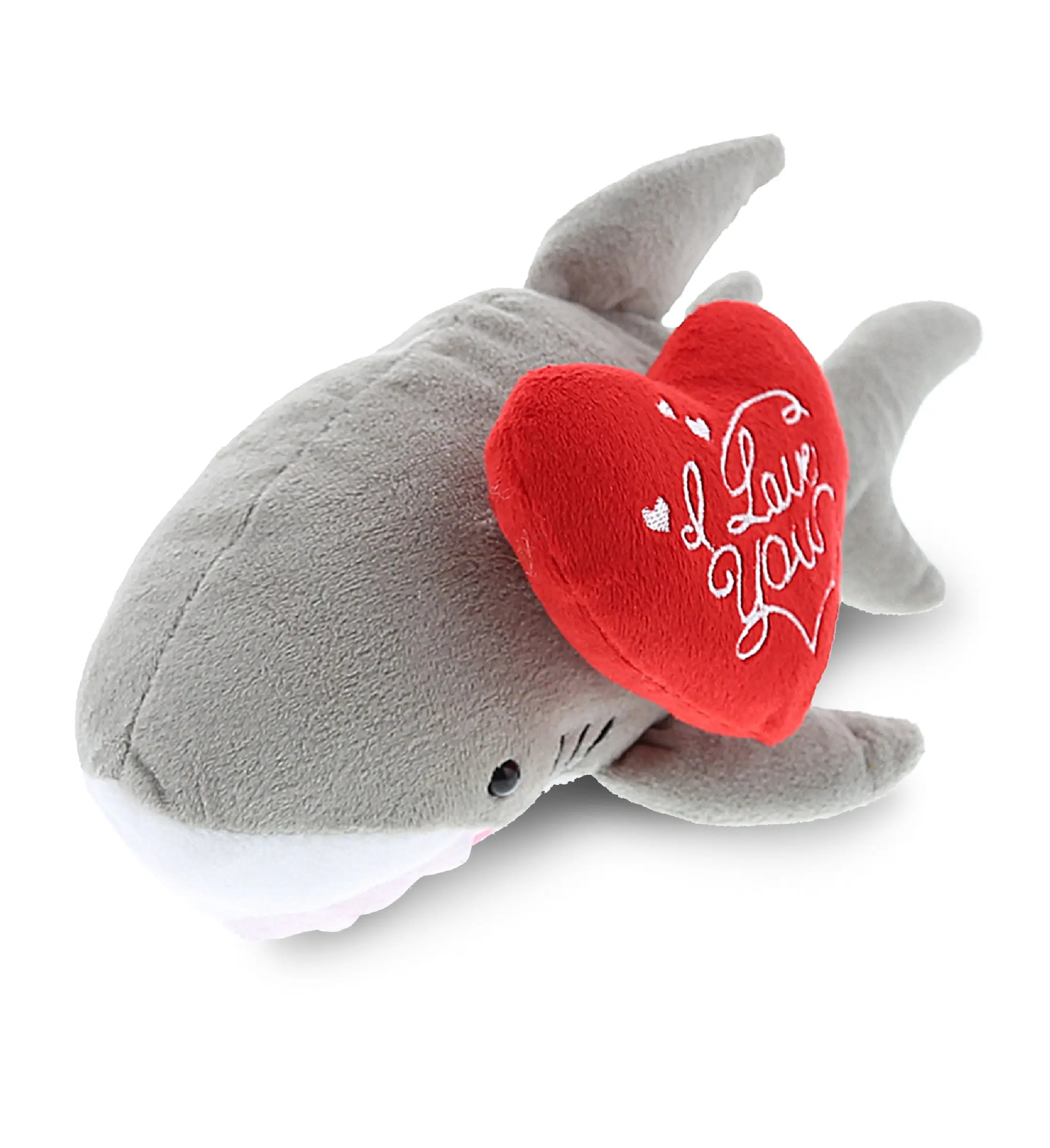 DOLLIBU 6" Super Soft Fluffy Polyester Stuffed Shark, Embroidered Red Heart "I Love You" Plush, Stuffed Animals Surprise, Stocking Stuffers, Romantic Bedroom Accessory, Gift for Boyfriend & Kids, Gifts For Boyfriend