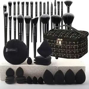 Makeup Tool Set, 47-Piece Cosmetic Cleaning Kit with Bag, Travel Makeup Bag, Includes Makeup Brushes, Brush Set and Face Wash Set, Portable Professional Tools