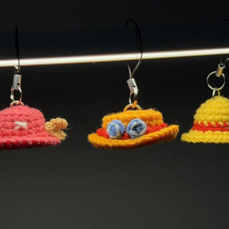 Anime Ace Chopper Cosplay Keychain Luffy Straw Hat Backpack Pendant Hand Woven Phone Chain Keyring Accessories