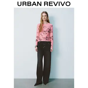 URBAN REVIVO See-Through Skinny T-Shirts UYV450005 springtok Casual Longsleeve Top Womenswear