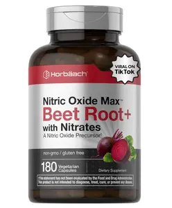 Horbäach Nitric Oxide Beet Root Capsules | 180 Count | with Nitrates and Precursor | for Men and Women | Vegetarian, Non-GMO, Gluten Free Supplement