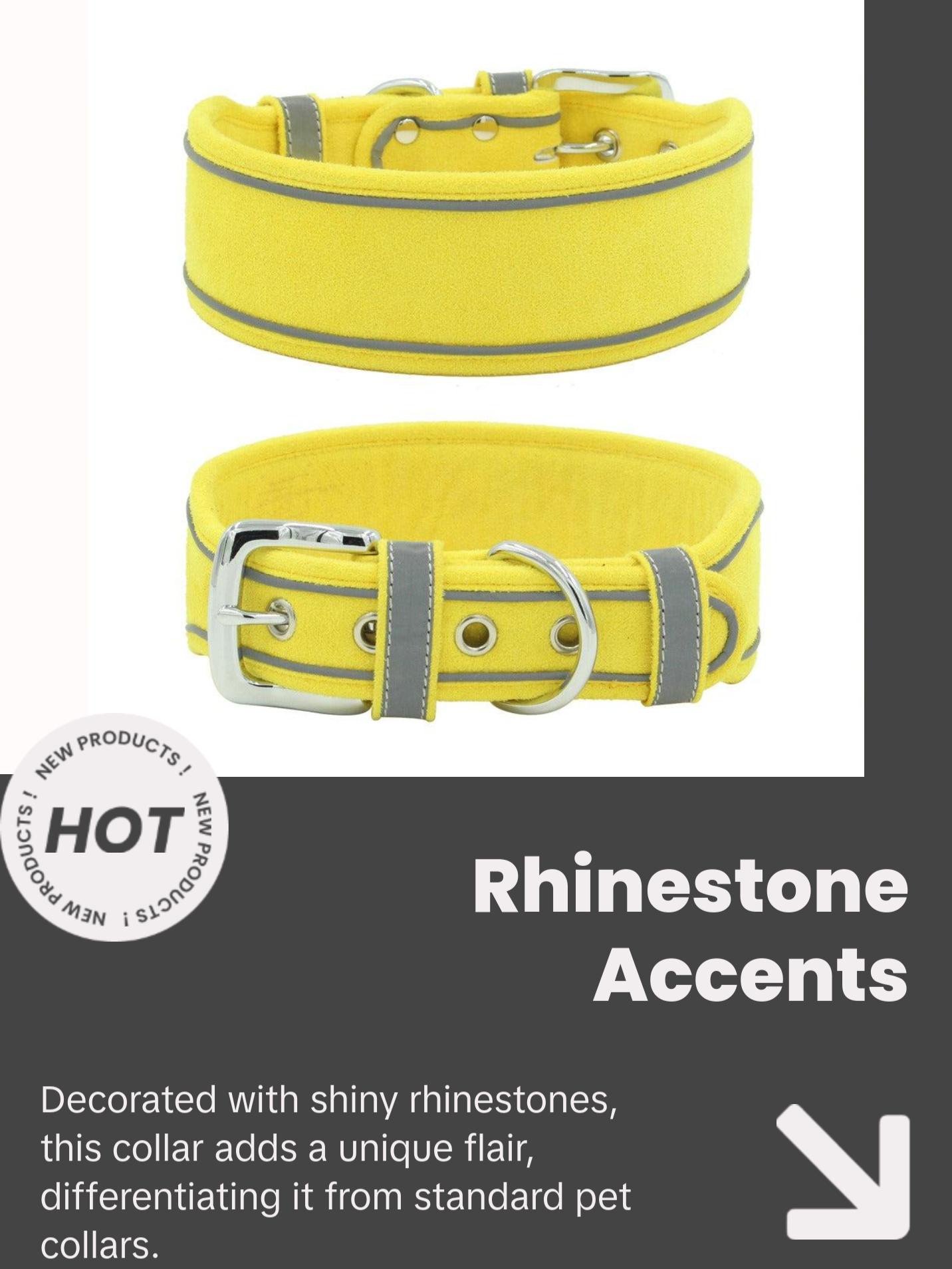 Reflective Dog Collar Shiny Rhinestone Pet Collar Medium sized Dog Chain Soft and Comfortable Walking Rope