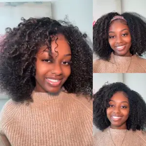 UNice 250% V Part Fluffy Kinky Curly Wig wiht Burmese Curly Layer Glueless Human Hair Wigs No Leave Out Beginner Friendly #greenish#TikTokShopSpringGlowUp