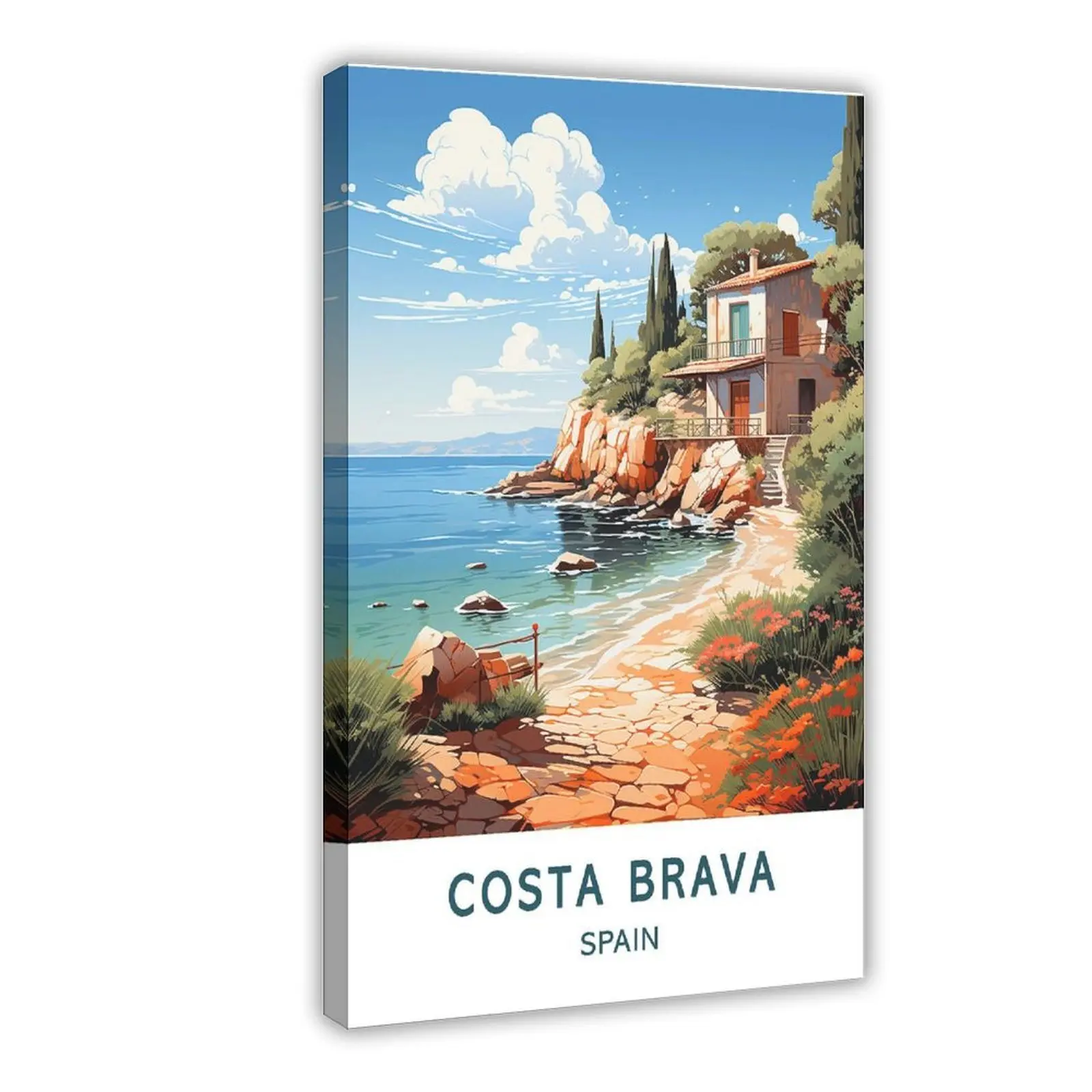 Costa Brava Spain City Travel Cityscape Landscape II Canvas Poster Wall Art for Home Bedroom Office Dorm Room Decor