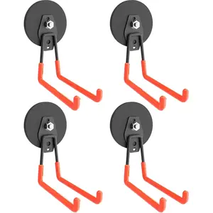 Heavy Duty Large  Hooks,   Hooks for Garden Tools,Hose,Straps,Steel Pegboard,Workshop,Anti-Scratch EV Charger Holder,  and Tool Holder(4 Pack)