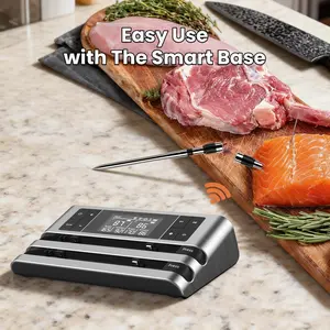 Wireless Meat Thermometer with Dual Sensor Probes, Kitchen, Real-Time Temperature Tracking, Precise Cooking Control, Food Safety Monitoring