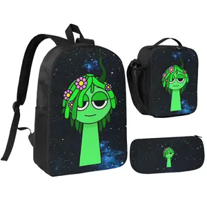 67 Emoji-Inspired Backpack with Starry Sky Background and Sprunki Elements for Students - Durable Oxford Fabric, Ergonomic Design, and Anti-Theft Pocket