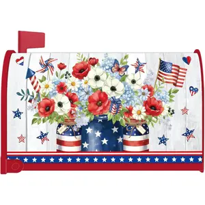 Magnetic 4th of July Mailbox Covers, American Patriotic 250th Mailbox Cover Decor Standard Size 18" X 21", Post Letter Box Cover Wraps for Outside Garden Yard