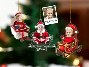 Personalized Photo Ornament, Funny Christmas Baby Gifts, Family Photo Gifts, Pet Photo Ornament, Picture Acrylic Ornament Face Bauble