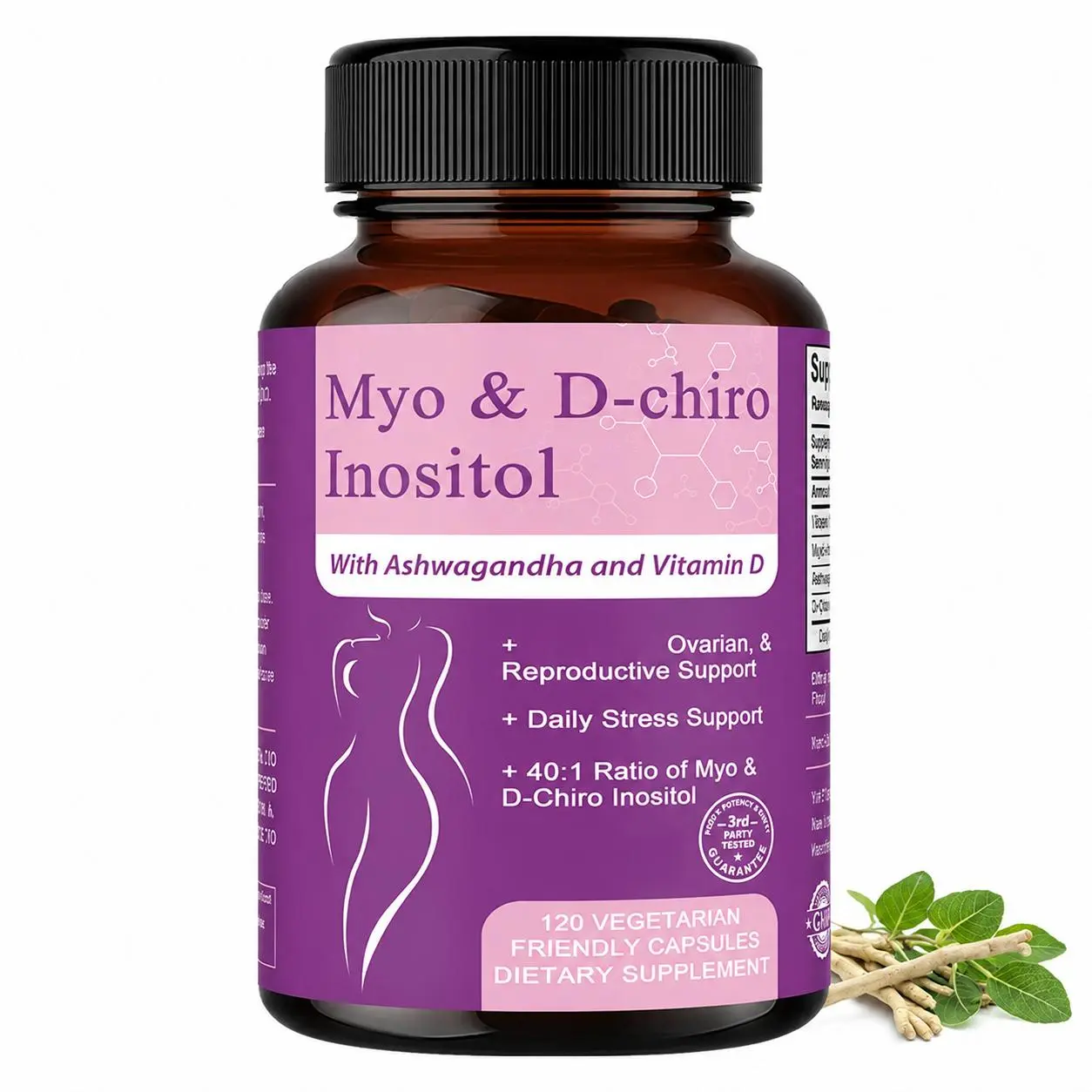 Myo & D Chiro Inositol Women's Hormone Aid Supplement, Daily Pill for Hormonal Balance & Mood Support, 120 Capsules in a Bottle
