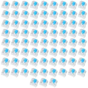 72 Pieces Blue Mechanical Keyboard Switches, 3 Pin Pre-Lubricated Clicky Key Switches, Dustproof and Waterproof Keyboard Accessories for Mechanical Gaming Keyboard