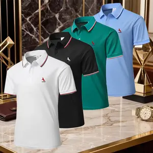 High-quality short-sleeved T-shirt for men in summer, with a polo collar, loose and casual, solid color men's polo shirt, upper garment.